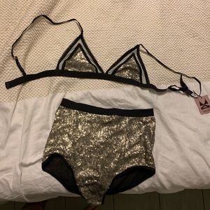 silver sequin rave outfit
